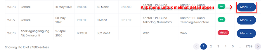 Langkah 1: Cara Melihat Detail Absen